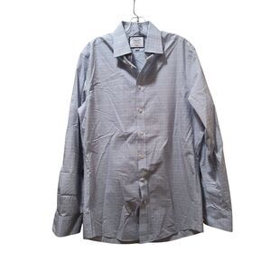 Charles Tyrwhitt Dress Shirt Men’s 15.5 (35) Blue Pink Plaid Slim Fit Non-Iron